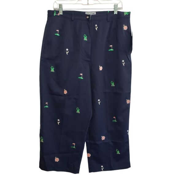 NEW Coral Bay Golf Women's Navy Golf Capris with Embroidery , Size 14 - Picture 1 of 8